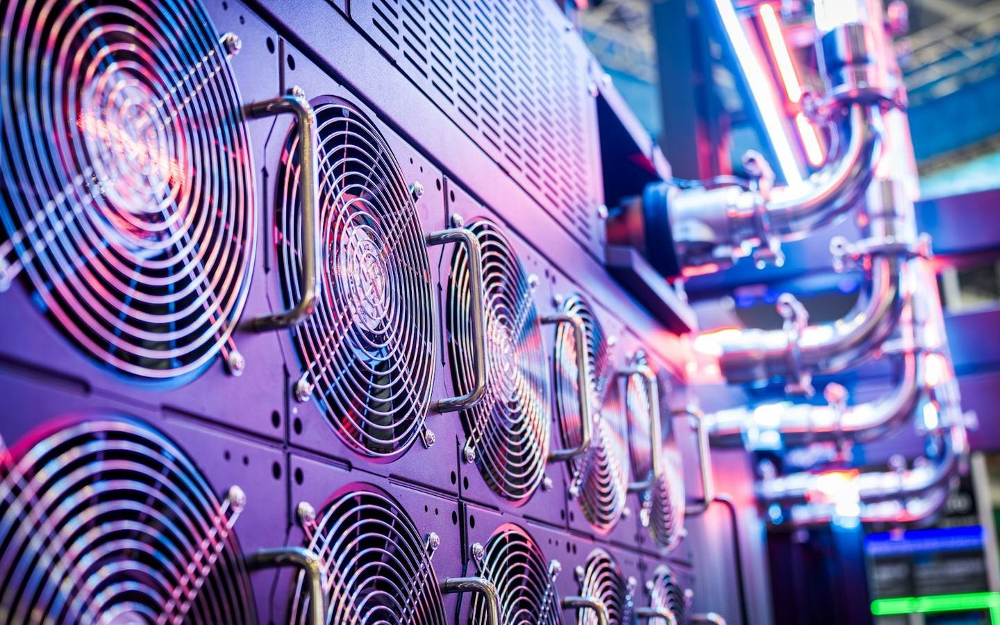 High-density server cooling fans and liquid-cooling pipework