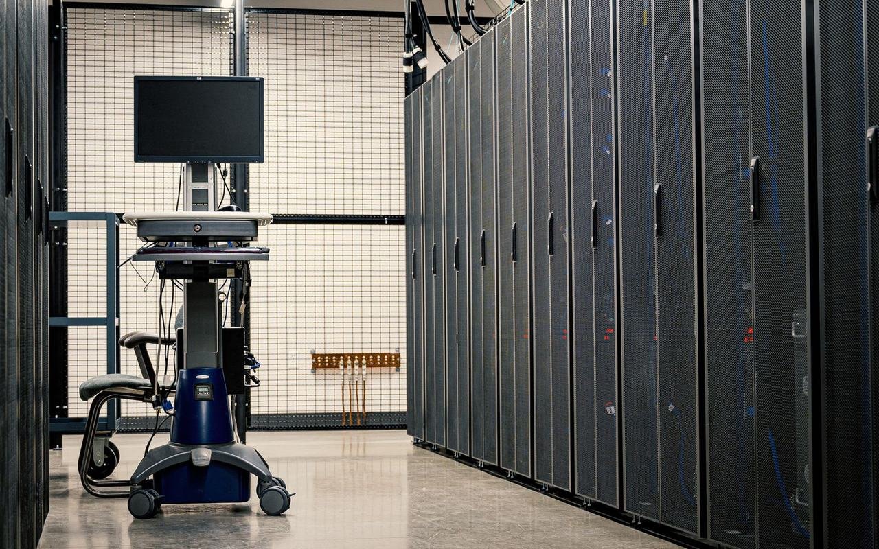 Rack row and mesh colocation cage in a data centre